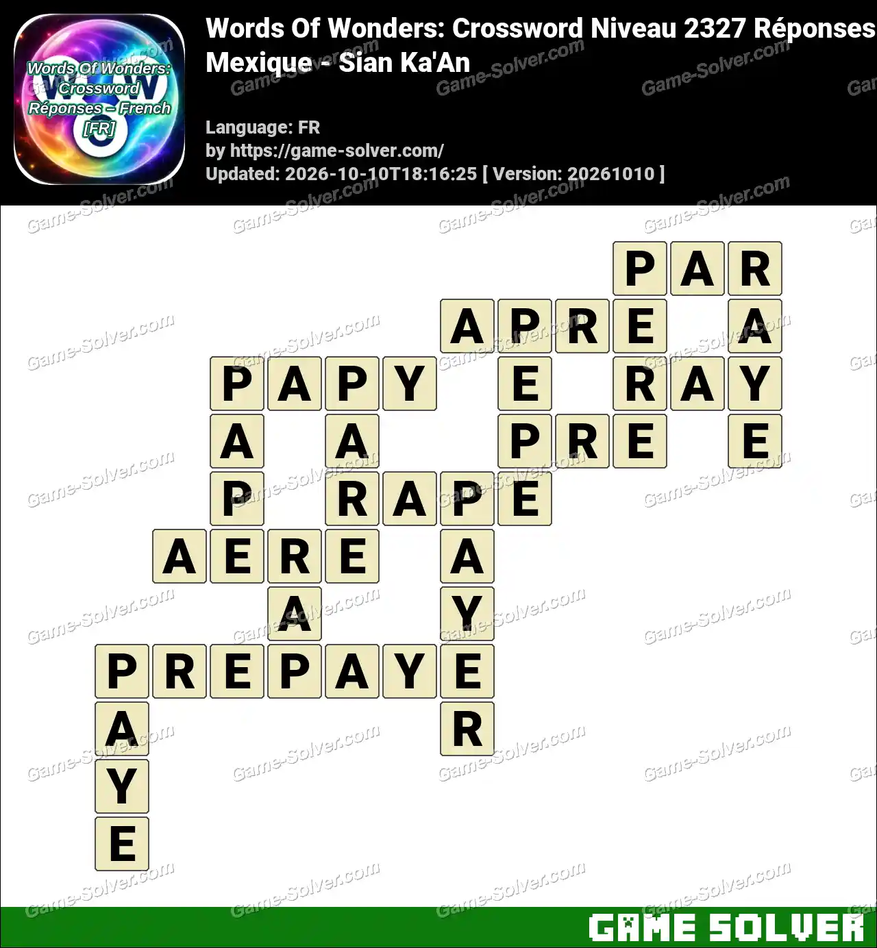 Words Of Wonders: Crossword Niveau 2327 Réponses – Mexique – Sian Ka’An